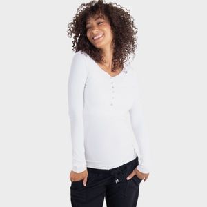 Ingrid & Isabel White Maternity long sleeve Henley
